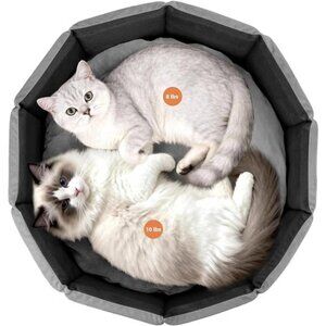 Large Cat Bed, Washable 20 inch Round Kitten Bed for 2 Cats Indoor